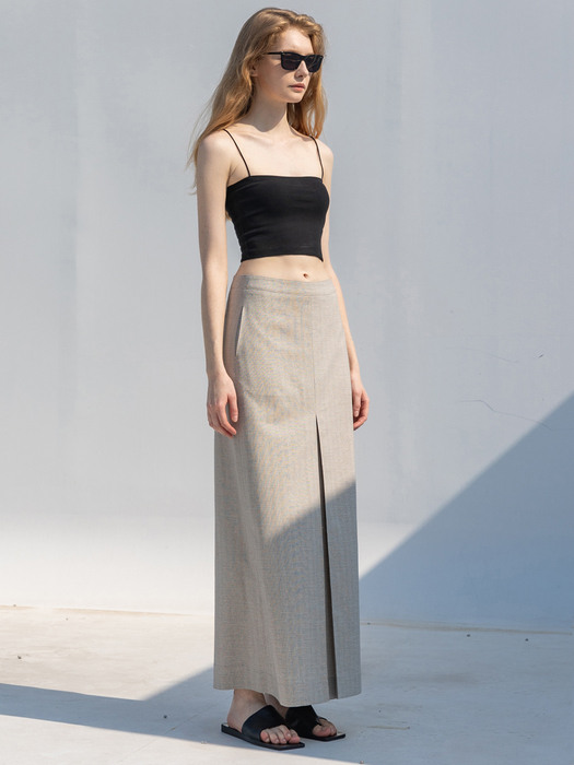 Linen Blended Divide Long Skirt
