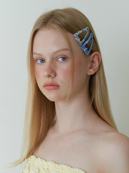[SET] flower & blue hair clip