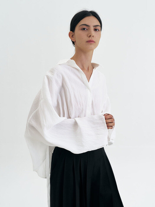 CROPED LOOSE BLOUSE_WHITE