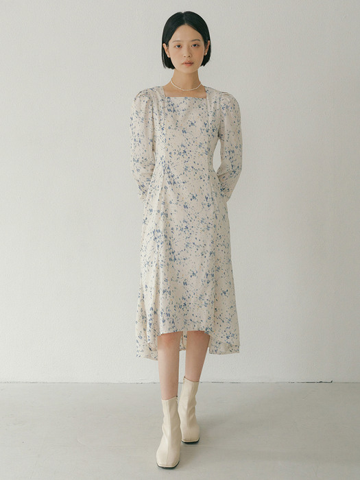 FAL PUFF-SLEEVE SQUARE NECK OPS IVORY BLUE