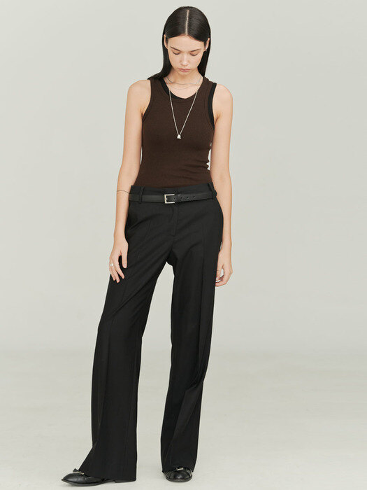 HASKELL BLACK WOOL-BLEND FLARED PANTS