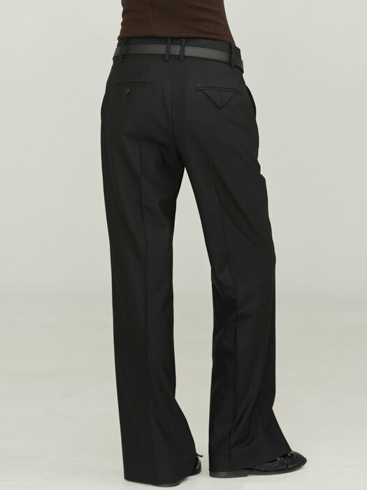 HASKELL BLACK WOOL-BLEND FLARED PANTS