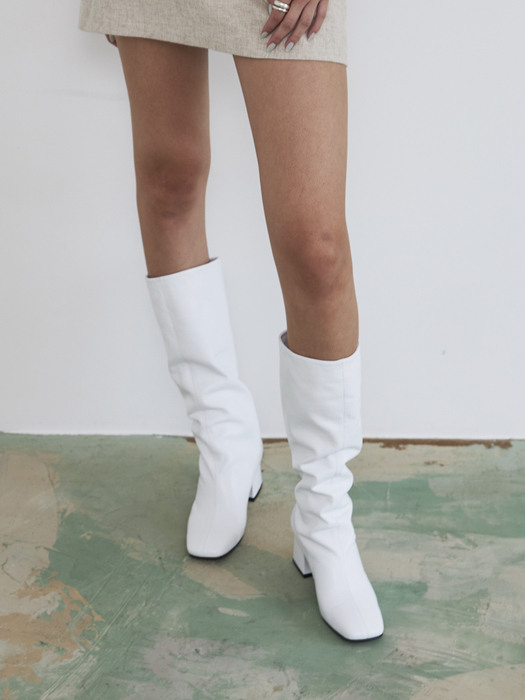 Fossey_Basic Goat Skin Long Boots_22BT53_White