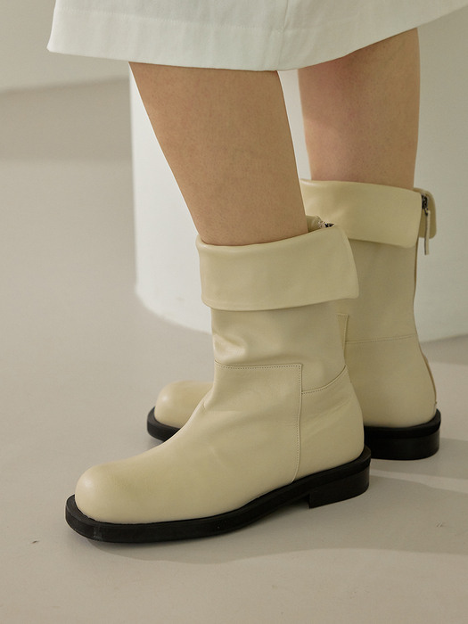 BMB22401 CUFF MID ANKLE BOOTS / 2COLORS