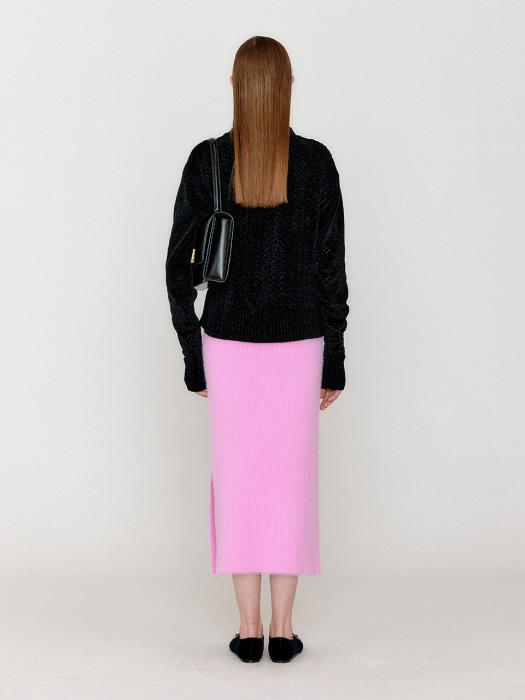 VIXY Ribbed Knit Skirt - Light Pink