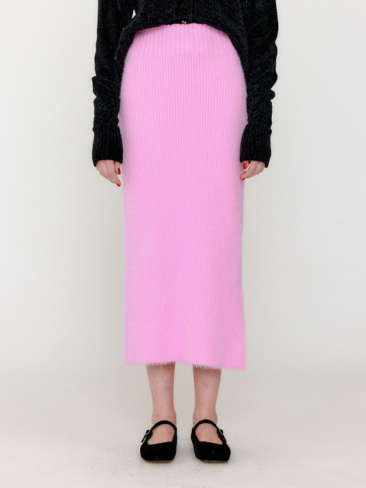 VIXY Ribbed Knit Skirt - Light Pink