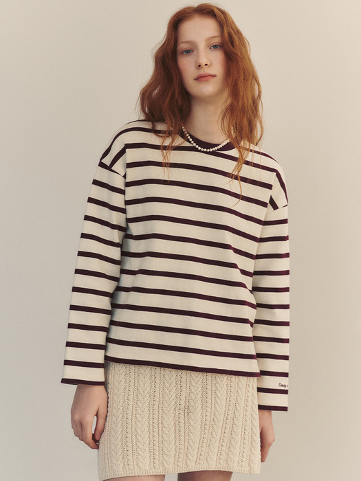 [N]LAMBETH Stripe T-shirt (Wine/Blue)