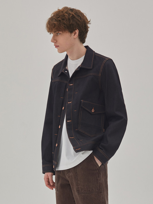 DENIM ONE POCKET SELVEDGE JACKET INDIGO