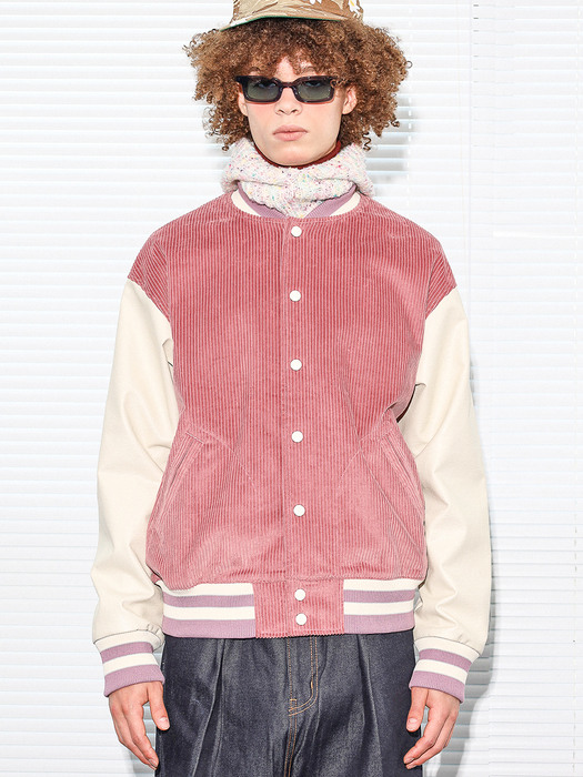 CORDUROY VARSITY JACKET_PINK