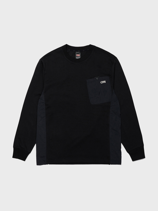 트래블 롱 슬리브 티셔츠 블랙 CA22TTL301BLK