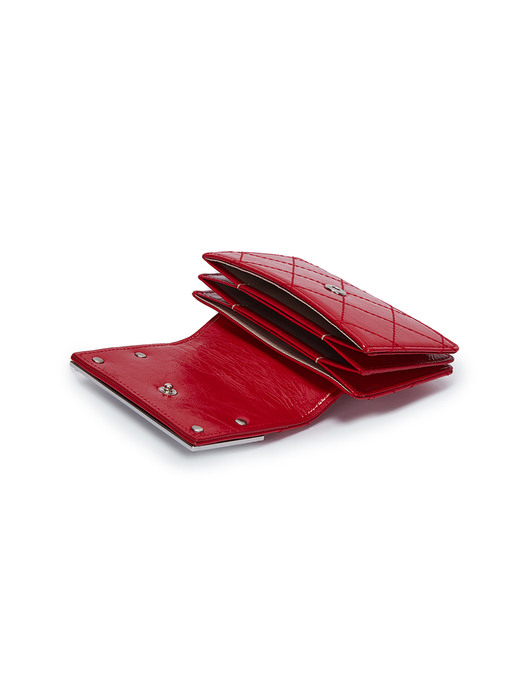 QUILTING ACCORDION WALLET IN RED