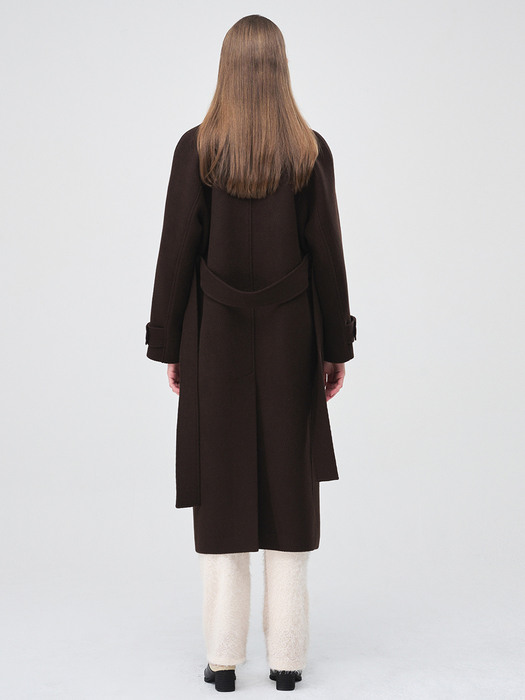 Raglan Single Wool Coat, Brown