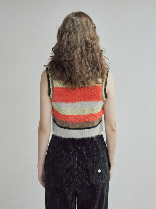 MIXED STRIPE KNIT VEST (red)