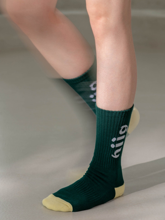 [no.335] green logo socks