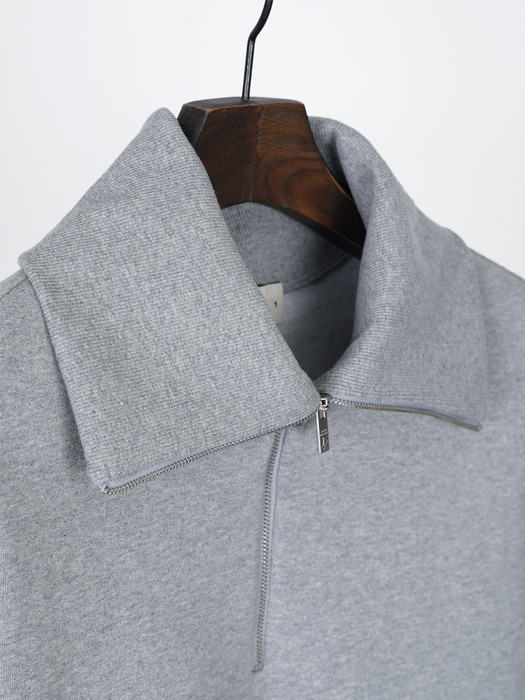 HIGH NECK ZIP-UP SWEAT SHIRT [NAPPING]_GREY