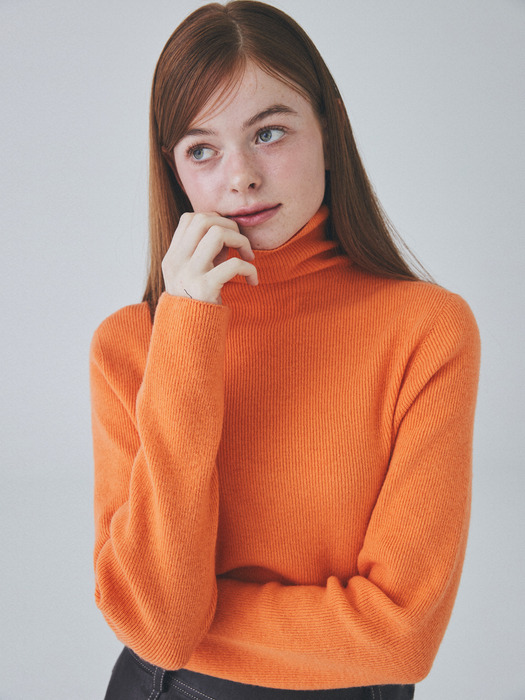 Whole Garment  Cashmere Tultle Neck Knit [Orange]