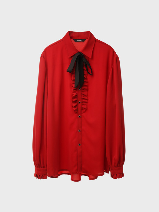 Ruffled-Placket Blouse[Red(MAN)]_UTS-FS56 