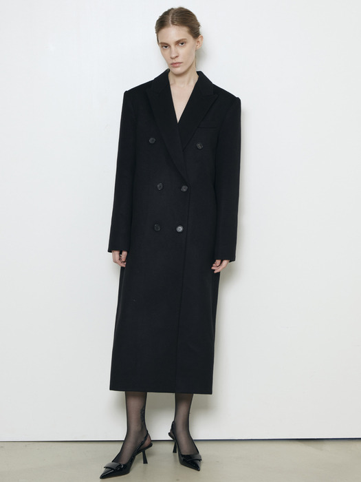 Cashmere 2-Way Double Breasted Coat_Black