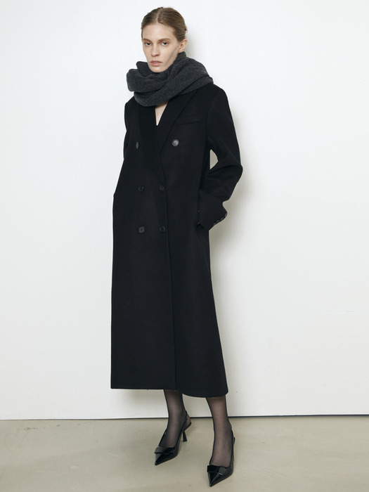 Cashmere 2-Way Double Breasted Coat_Black