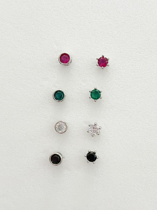 Color Circle Crystal Earring [4color]