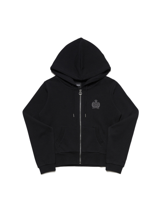 (W) CROP HOOD SET ZIP-UP BLACK