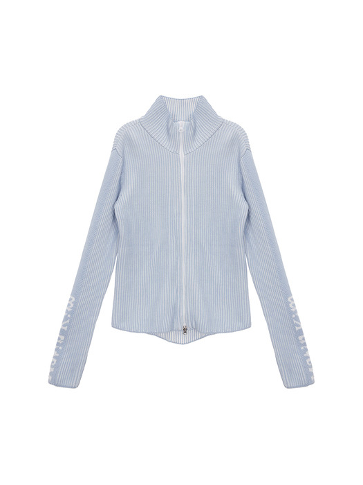 SLEEVE POINT ZIP UP CARDIGAN IN SKY BLUE