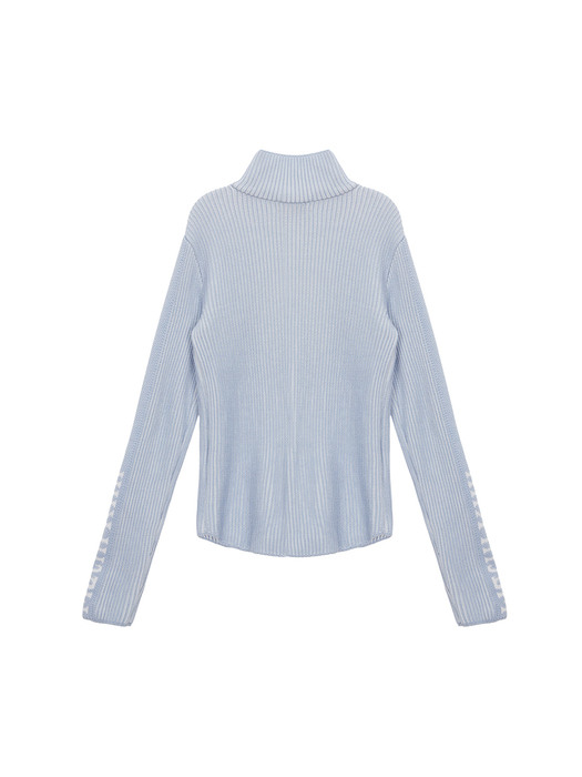 SLEEVE POINT ZIP UP CARDIGAN IN SKY BLUE
