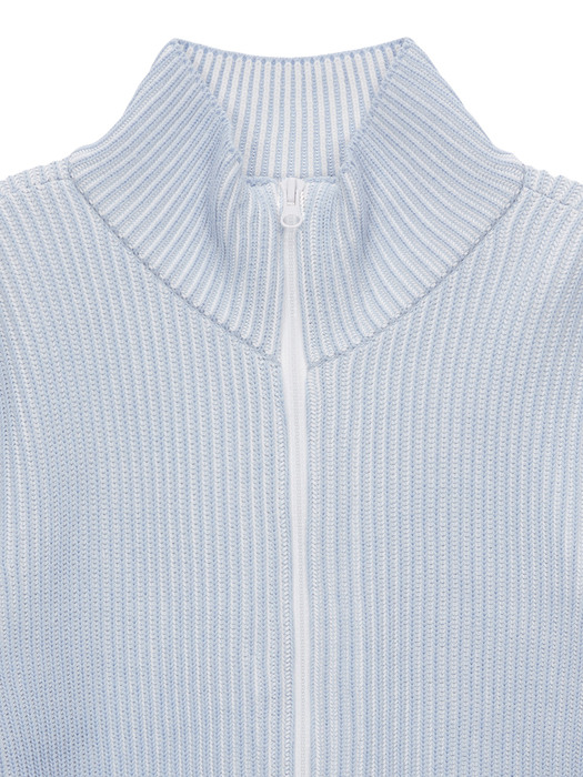 SLEEVE POINT ZIP UP CARDIGAN IN SKY BLUE