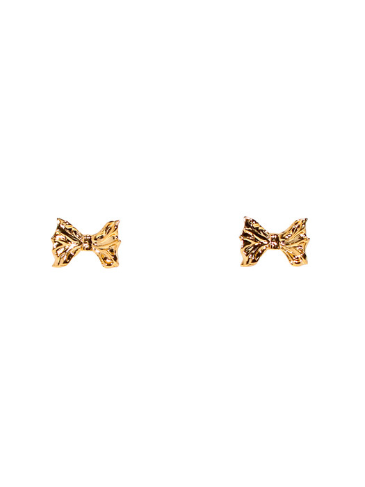 Ribbon ruffle gold earring