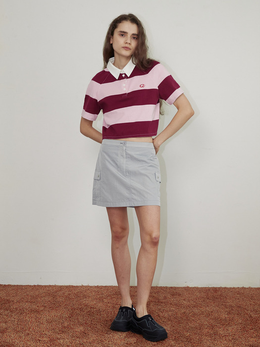 Q Cropped Rugby T-shirt - Pink