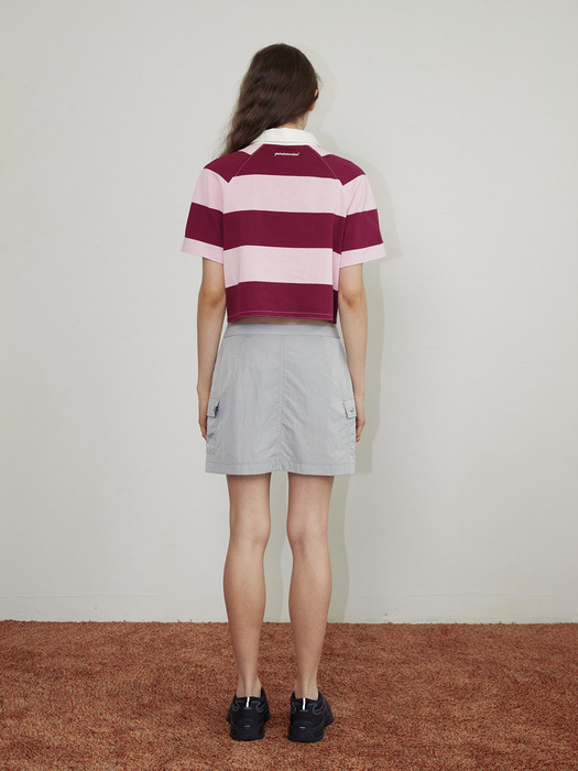 Q Cropped Rugby T-shirt - Pink