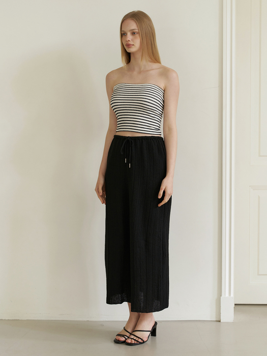 basic slit knit long skirt - black