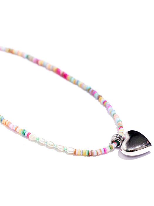 SURGiCAL HEART COLORFUL MOTHER OF PEARL NECKLACE #97