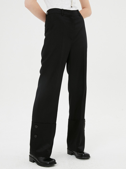 Pluto Satin Cuffs Pants / Black