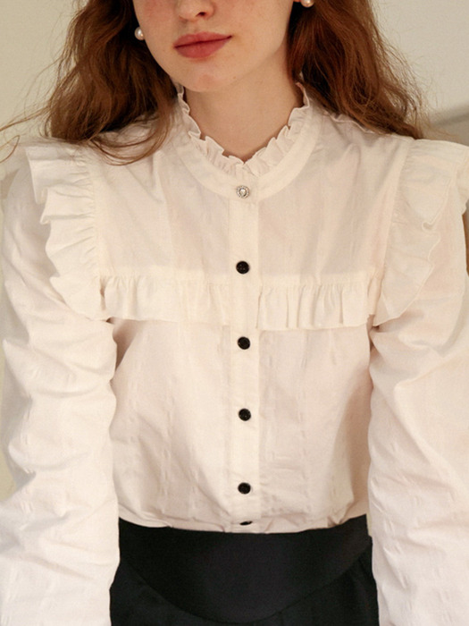 Cest_Lovely ruffle white shirt