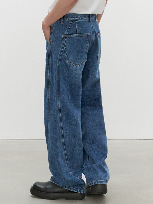 Curved Wide Jeans DCPT033Blue