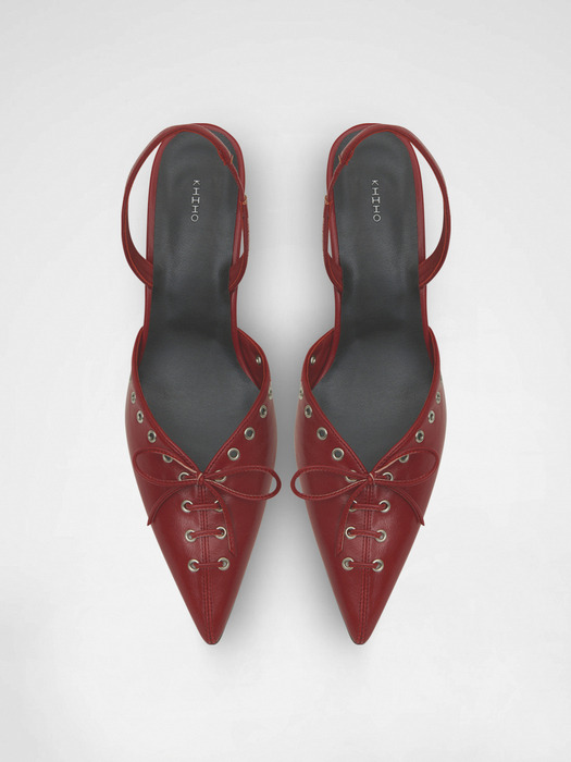 EYELET-DETAIL SLINGBACK / RED