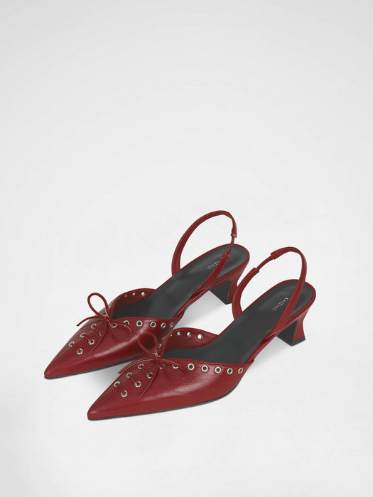 EYELET-DETAIL SLINGBACK / RED