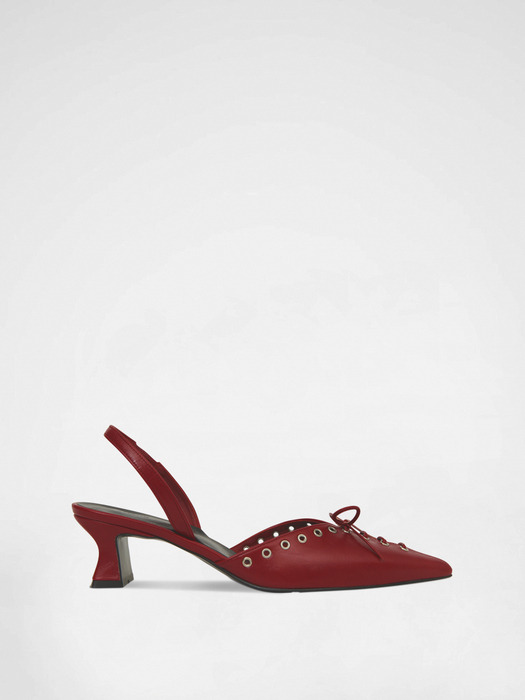 EYELET-DETAIL SLINGBACK / RED