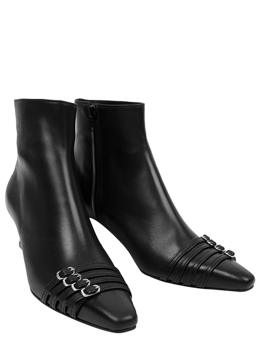 BUCKLE ANKLE BOOTS / BLACK