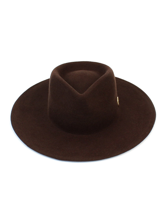 V Brown Wool Fedora 울페도라