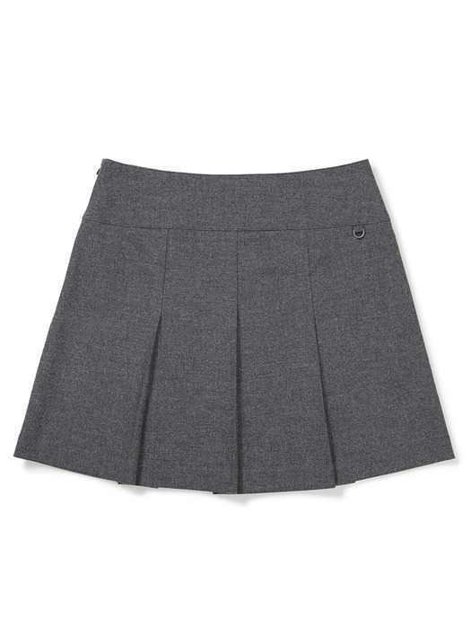 [23FW clove] Wool-blend Pleated Skirt (Charcoal)