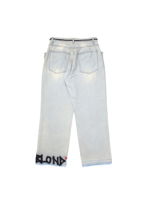 BBD Ankle Sprayed Logo Key Ring Denim Pants (Vintage Light Blue)