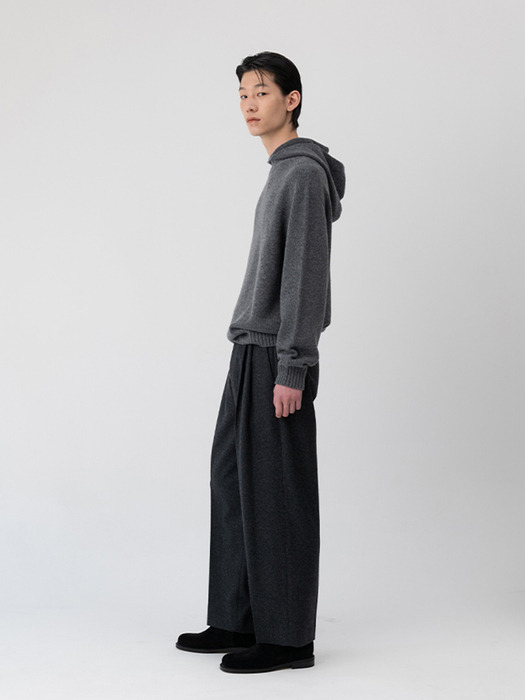 WOOL BELTED TROUSERS [GRAY]