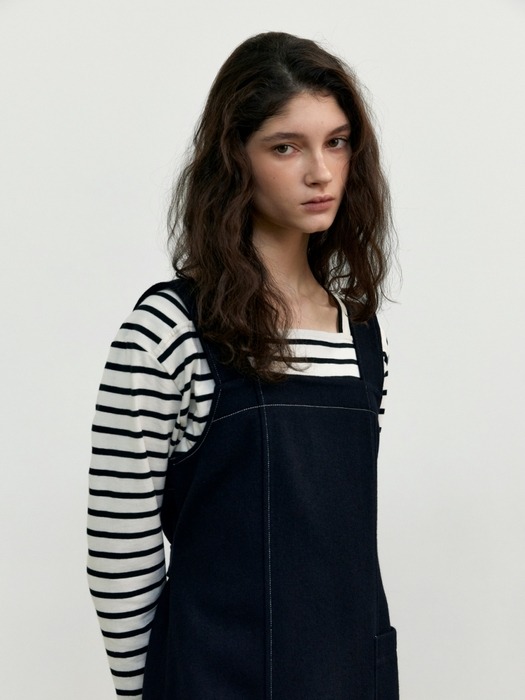 WOOL SUSPENDER DRESS NAVY