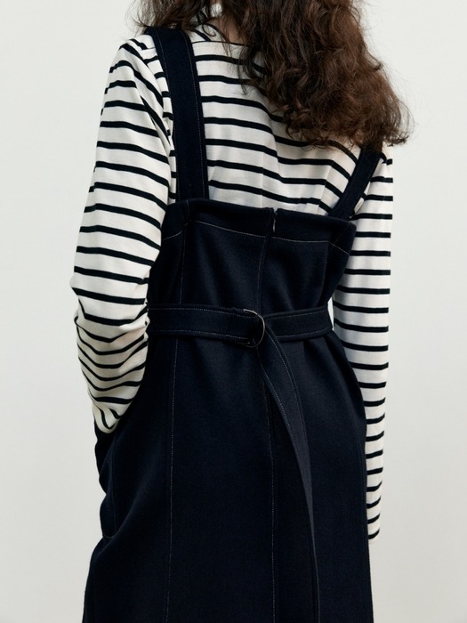 WOOL SUSPENDER DRESS NAVY