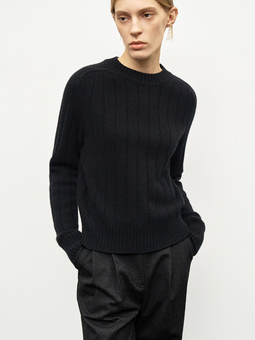 RIBBED CASHMERE SWEATER_BLACK