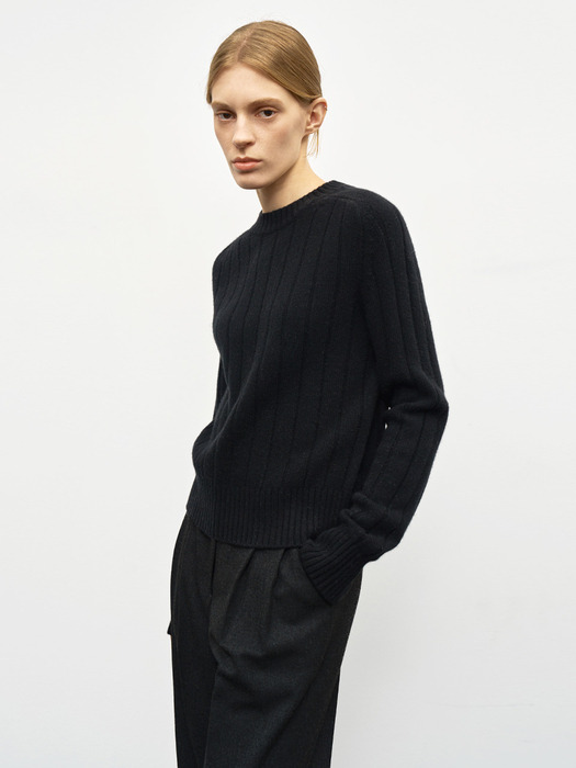 RIBBED CASHMERE SWEATER_BLACK