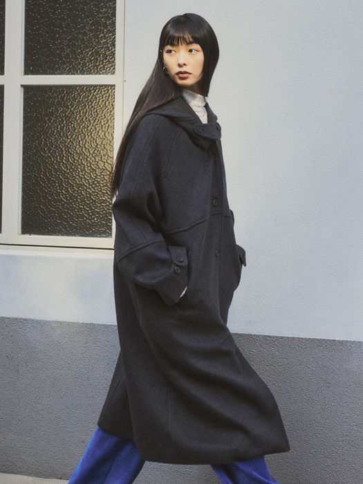 Classic Wool hood Coat_CTO106(Charcoal)