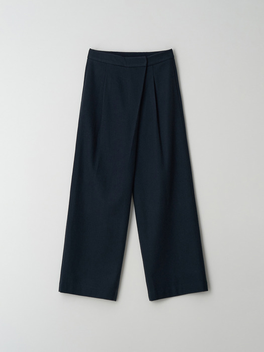 WOOL BLEND CROSSOVER WIDE PANTS